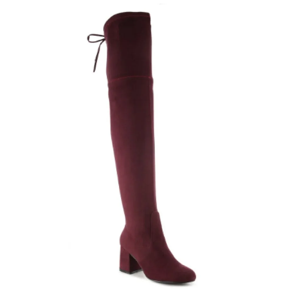 GC Burgundy Over the Knee Thigh High Vegan Suede Boots NWT